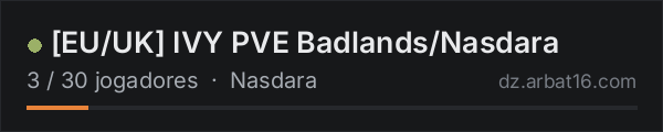 [EU/UK] IVY PVE Badlands/Nasdara na lista de servidores de DayZ da AR16