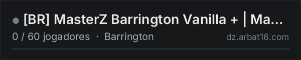 [BR] MasterZ Barrington Vanilla + | Mapa | Raid | WIPED 15/010/ na lista de servidores de DayZ da AR16