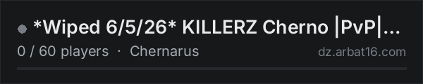 *Wiped 6/5/26* KILLERZ Cherno |PvP|LOOTx7|Heli|Cars|WkndRaid on the AR16 DayZ server list