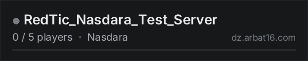 RedTic_Nasdara_Test_Server on the AR16 DayZ server list