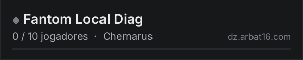 Fantom Local Diag na lista de servidores de DayZ da AR16