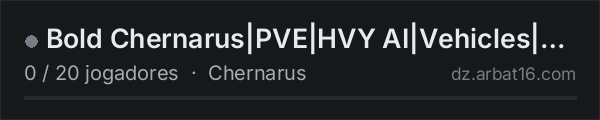 Bold Chernarus|PVE|HVY AI|Vehicles|Helis|Terje na lista de servidores de DayZ da AR16