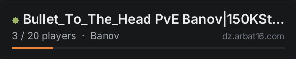 Bullet_To_The_Head PvE Banov|150KSt|Zombies+|Animals+|Loot+|Tra on the AR16 DayZ server list