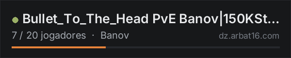 Bullet_To_The_Head PvE Banov|150KSt|Zombies+|Animals+|Loot+|Tra na lista de servidores de DayZ da AR16