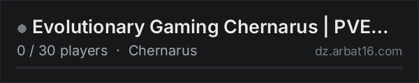 Evolutionary Gaming Chernarus | PVE only, beginner friendly, ba on the AR16 DayZ server list