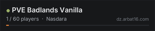 PVE Badlands Vanilla on the AR16 DayZ server list