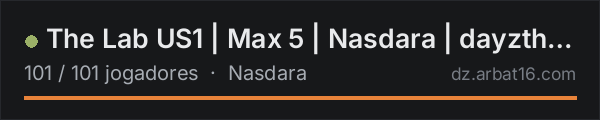 The Lab US1 | Max 5 | Nasdara | dayzthelab.com na lista de servidores de DayZ da AR16