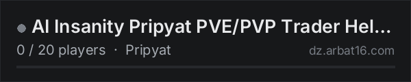 AI Insanity Pripyat PVE/PVP Trader Helis AI Combatants on the AR16 DayZ server list