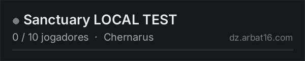 Sanctuary LOCAL TEST na lista de servidores de DayZ da AR16