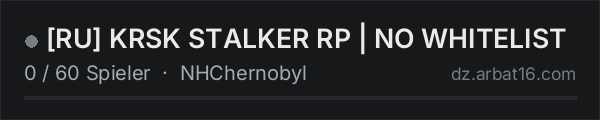 RU KRSK STALKER RP | NO WHITELIST in der DayZ-Serverliste von AR16