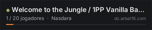 Welcome to the Jungle / 1PP Vanilla Badlands 20 Player na lista de servidores de DayZ da AR16