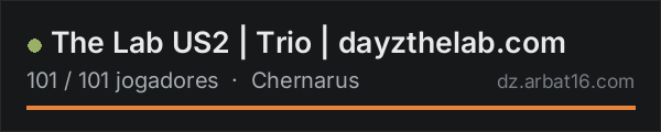 The Lab US2 | Trio | dayzthelab.com na lista de servidores de DayZ da AR16