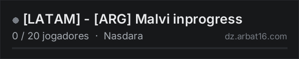 [LATAM] - [ARG] Malvi inprogress na lista de servidores de DayZ da AR16
