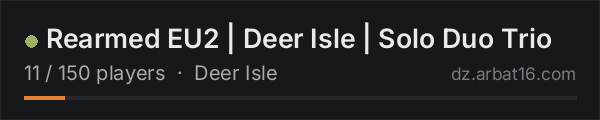 Rearmed EU2 | Deer Isle | Solo Duo Trio on the AR16 DayZ server list