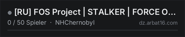 RU FOS Project | STALKER | FORCE OF SIBERIA | PVE #2 in der DayZ-Serverliste von AR16