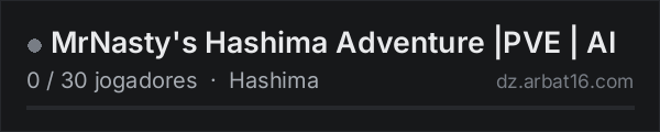 MrNasty's Hashima Adventure |PVE | AI na lista de servidores de DayZ da AR16