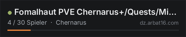 Fomalhaut PVE Chernarus+/Quests/Missions/NoStalker/Start500k in der DayZ-Serverliste von AR16