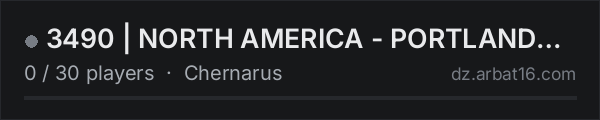 3490 | NORTH AMERICA - PORTLAND - FIRST PERSON on the AR16 DayZ server list