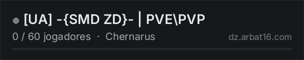 UA -{SMD ZD}- | PVE\PVP na lista de servidores de DayZ da AR16