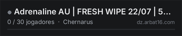 Adrenaline AU | FRESH WIPE 22/07 | 5 Man | Koths | Airdrops | S na lista de servidores de DayZ da AR16