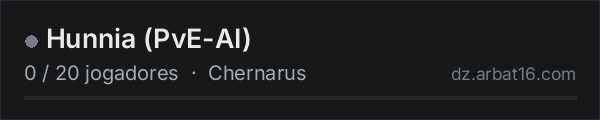 Hunnia (PvE-AI) na lista de servidores de DayZ da AR16