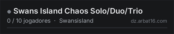 Swans Island Chaos Solo/Duo/Trio na lista de servidores de DayZ da AR16