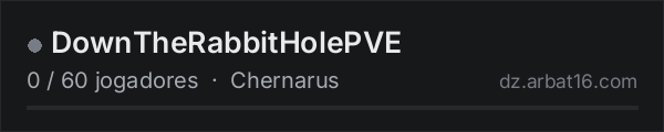 DownTheRabbitHolePVE na lista de servidores de DayZ da AR16