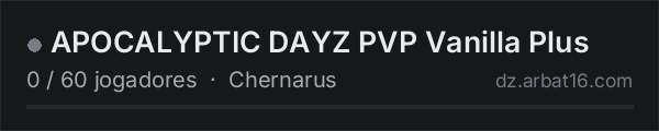 APOCALYPTIC DAYZ PVP Vanilla Plus na lista de servidores de DayZ da AR16