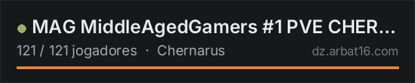 MAG MiddleAgedGamers #1 PVE CHERNO|FRESH-WIPED 15 OCT na lista de servidores de DayZ da AR16
