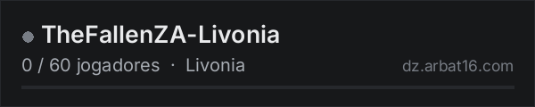 TheFallenZA-Livonia na lista de servidores de DayZ da AR16