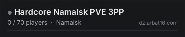 Hardcore Namalsk PVE 3PP on the AR16 DayZ server list