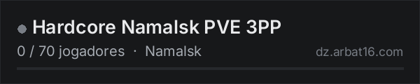 Hardcore Namalsk PVE 3PP na lista de servidores de DayZ da AR16