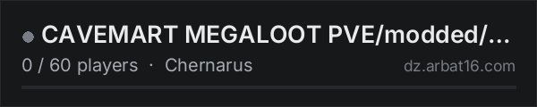 CAVEMART MEGALOOT PVE/modded/new player friendly on the AR16 DayZ server list