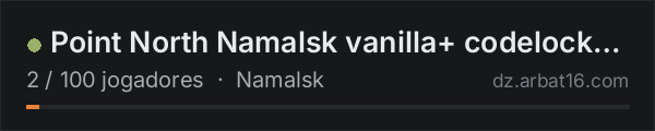 Point North Namalsk vanilla+ codelock | map | no pay2win na lista de servidores de DayZ da AR16