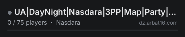 UA|DayNight|Nasdara|3PP|Map|Party|Wipe~23.10| on the AR16 DayZ server list