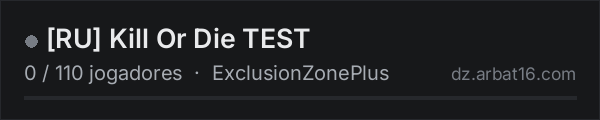 RU Kill Or Die TEST na lista de servidores de DayZ da AR16