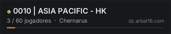 0010 | ASIA PACIFIC - HK na lista de servidores de DayZ da AR16