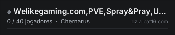 Welikegaming.com,PVE,Spray&Pray,Unlimited ammo,No traders na lista de servidores de DayZ da AR16