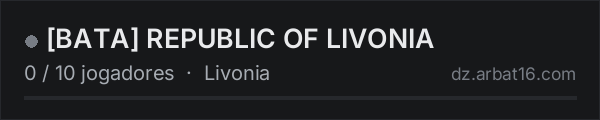 BATA REPUBLIC OF LIVONIA na lista de servidores de DayZ da AR16