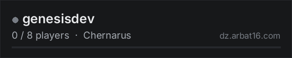 genesisdev on the AR16 DayZ server list