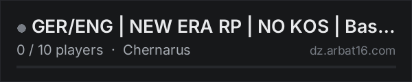 GER/ENG | NEW ERA RP | NO KOS | Base/Trader/Factions on the AR16 DayZ server list