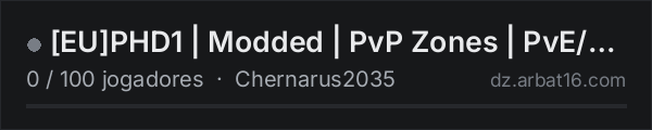 EUPHD1 | Modded | PvP Zones | PvE/PvP Events | Check DIscord! na lista de servidores de DayZ da AR16