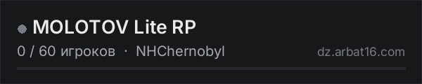 MOLOTOV Lite RP в списке серверов DayZ от AR16