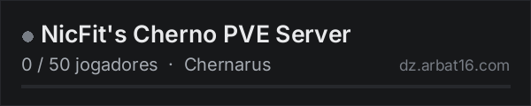 NicFit's Cherno PVE Server na lista de servidores de DayZ da AR16