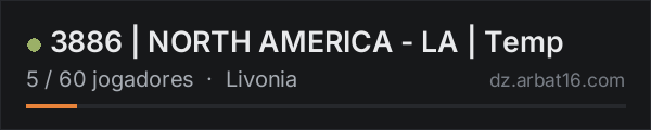 3886 | NORTH AMERICA - LA | Temp na lista de servidores de DayZ da AR16