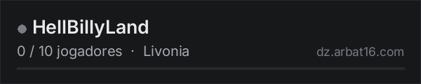 HellBillyLand na lista de servidores de DayZ da AR16