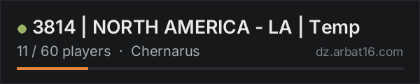 3814 | NORTH AMERICA - LA | Temp on the AR16 DayZ server list