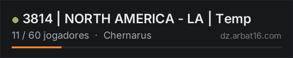 3814 | NORTH AMERICA - LA | Temp na lista de servidores de DayZ da AR16