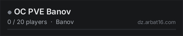 OC PVE Banov on the AR16 DayZ server list