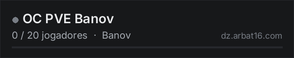 OC PVE Banov na lista de servidores de DayZ da AR16